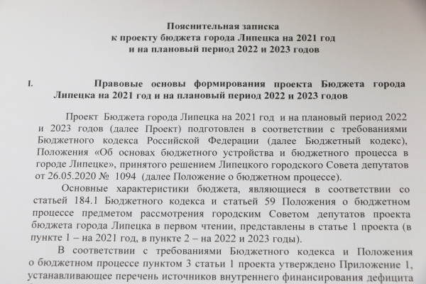 В Липецком горсовете начался прием предложений к проекту Бюджета 2021